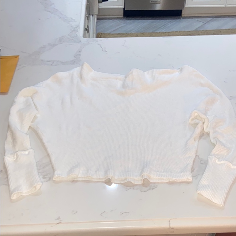 GET 4 $5 😊 Forever 21 White Long Sleeve Off the Shoulder Ribbed Top.